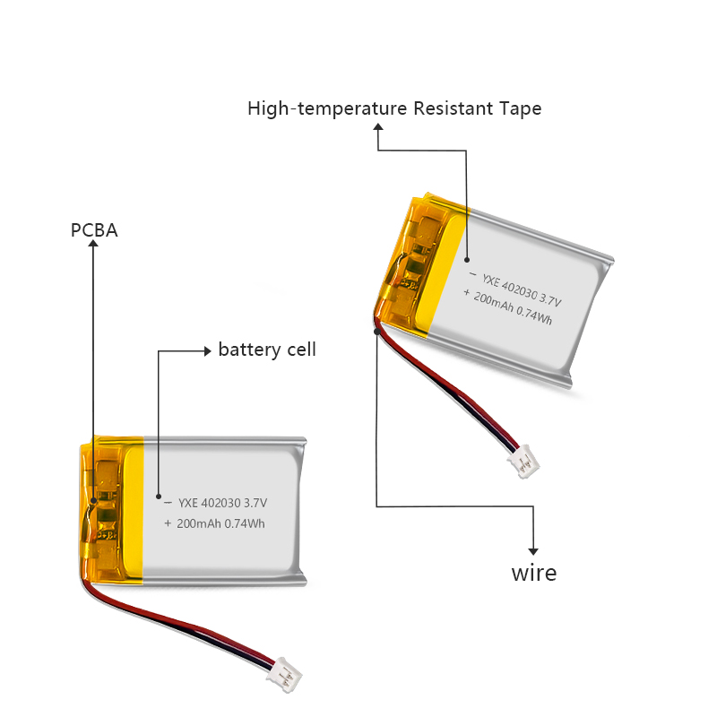 3.7 V Li-ion Battery 402030-200mah